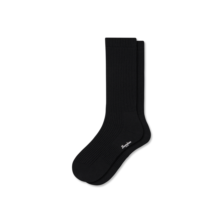 Women's Merino Cashmere Blend Fine Rib Calf Socks - All Day Fit