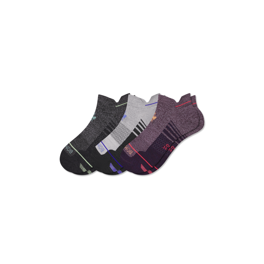 Women's Merino Wool Blend Run Ankle Sock 3-Pack - Travel Pair