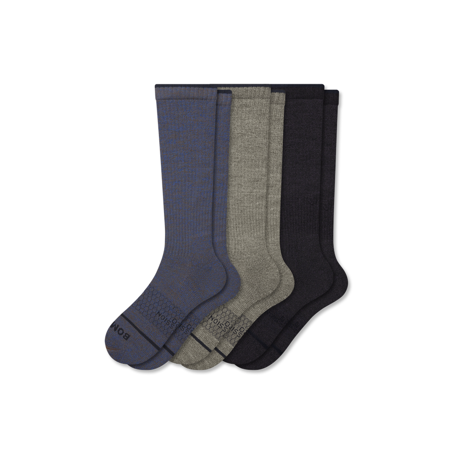Men's Merino Wool Blend Knee High Socks 3-Pack (15-20mmHg) - Easy Choice