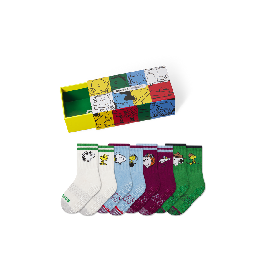 Peanuts x Bombas: Junior Gripper Calf Sock 4-Pack Gift Box - Easy Choice