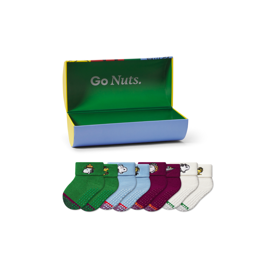 Peanuts x Bombas: Baby Gripper Calf Sock 4-Pack Gift Box (6-12 Months) - Essential Ready