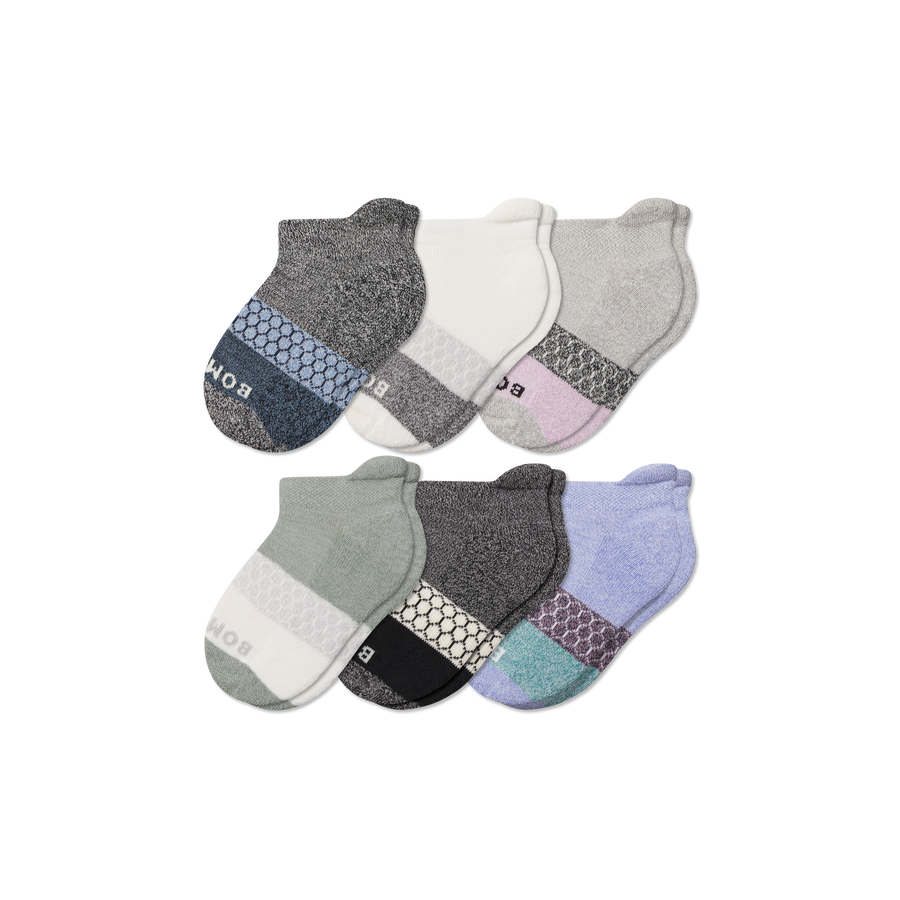 Junior Tri-Block Ankle Sock 6-Pack - Simple Style