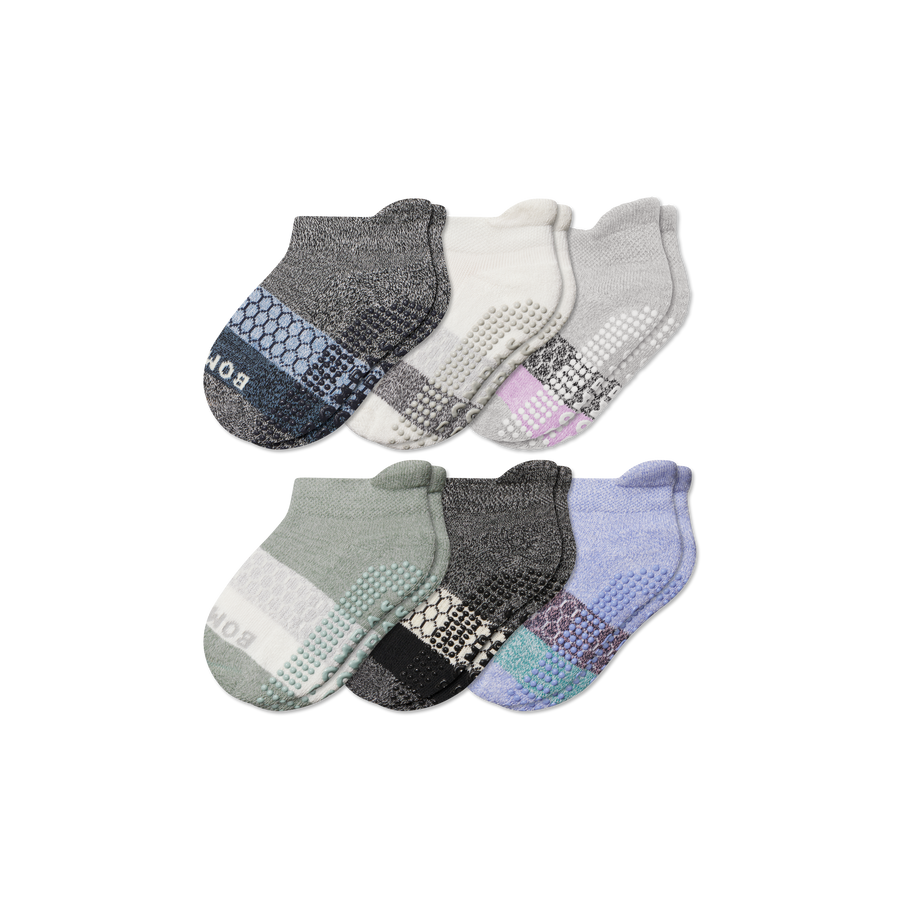 Toddler Tri-Block Gripper Ankle Sock 6-Pack - Daily Cushion