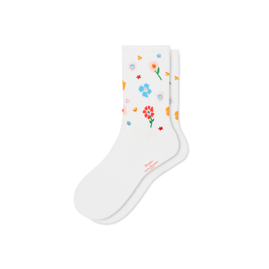 Bombas x Susan Alexandra Floral Embroidered Half Calf Socks - Soft Step