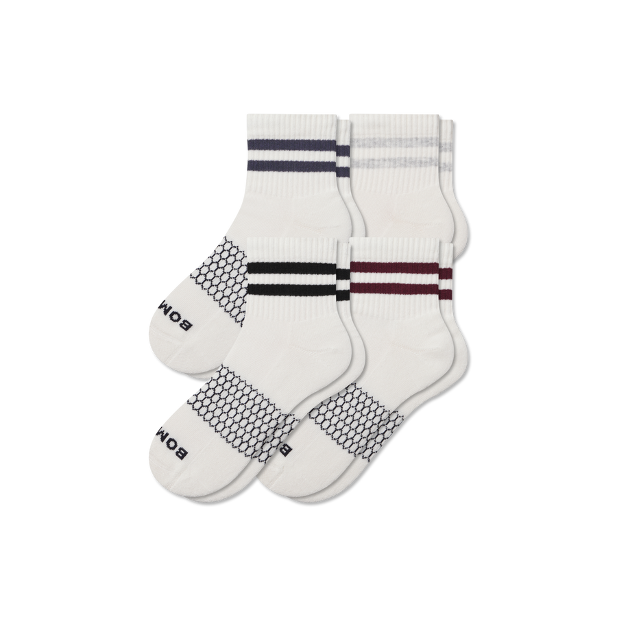 Men's Vintage Stripes Quarter Sock 4-Pack - Soft Step