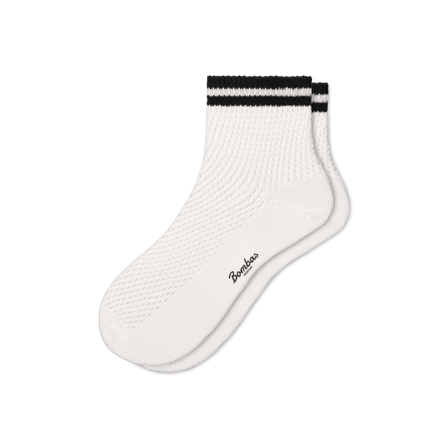 Women's Vintage Stripes Open Knit Quarter Socks - Simple Style