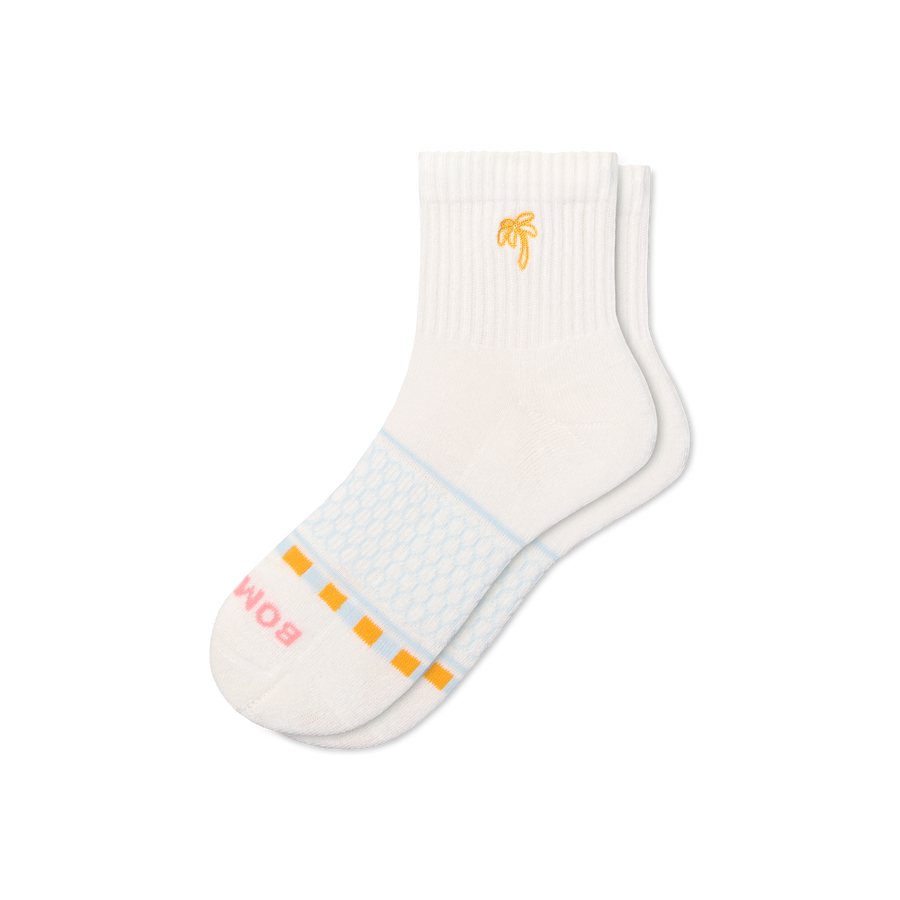 Women's Beach Day Embroidered Quarter Socks - Premium Pick