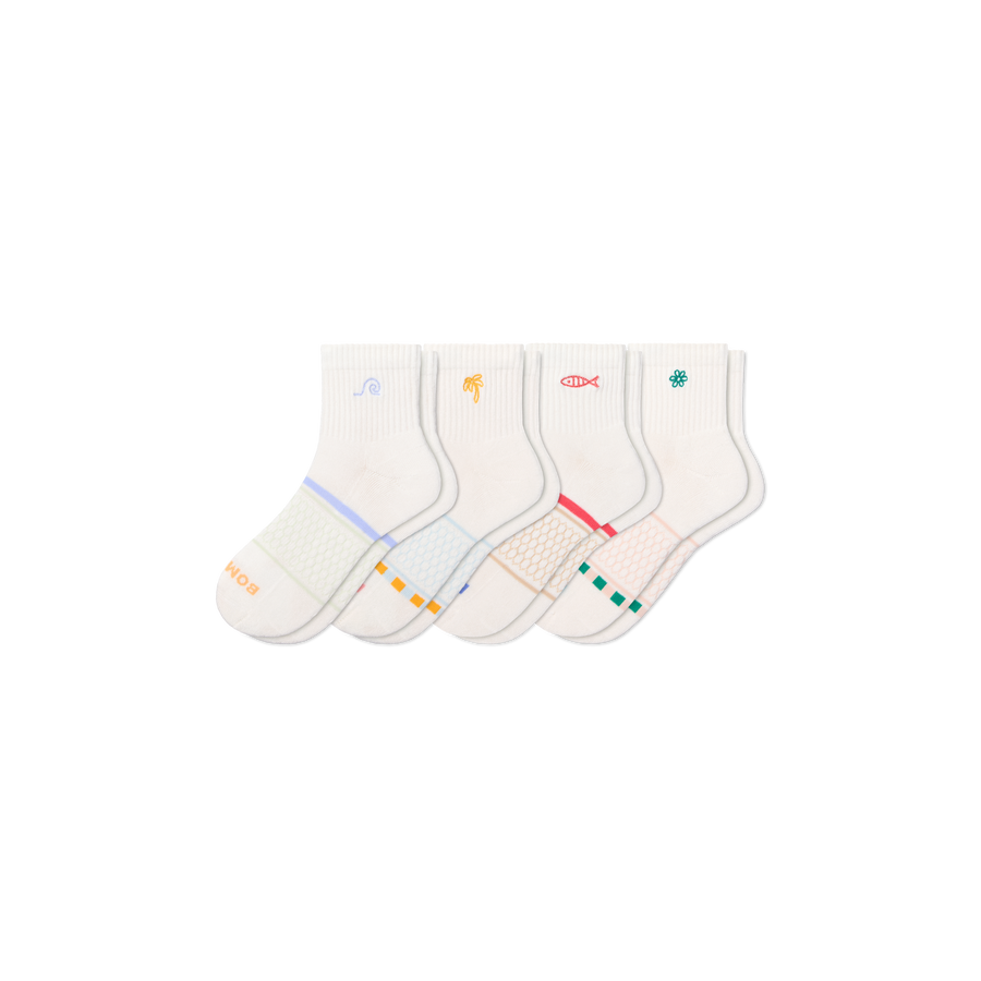 Women's Beach Day Quarter Sock 4-Pack - Daily Cushion