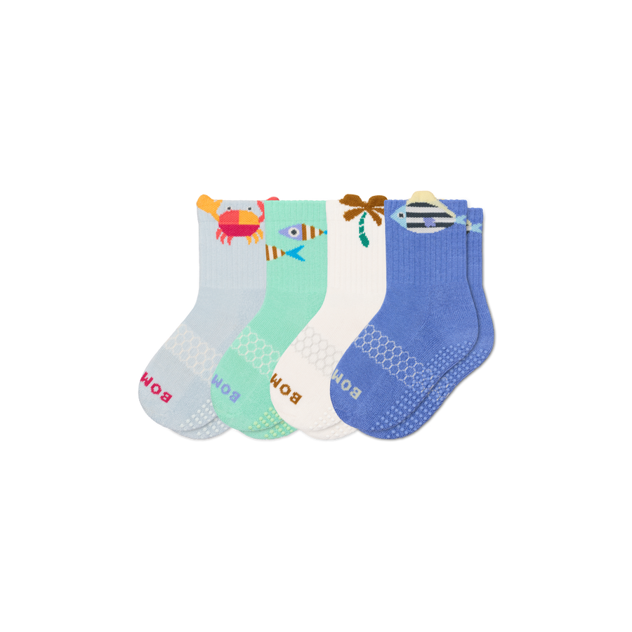 Junior Seaside Gripper Calf Sock 4-Pack - Premium Pick