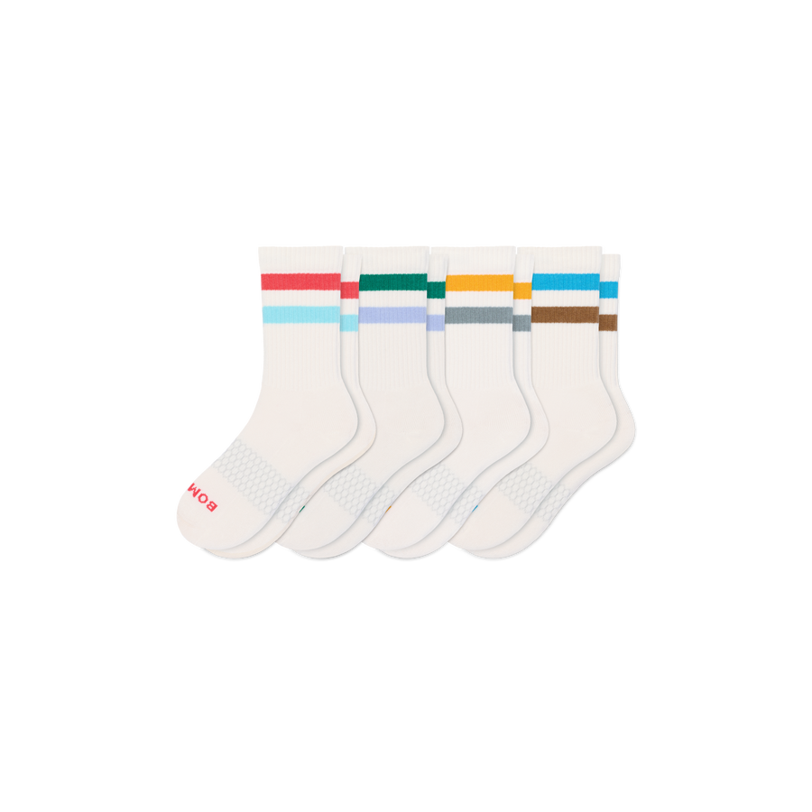 Youth Vintage Stripes Calf Sock 4-Pack - Daily Cushion