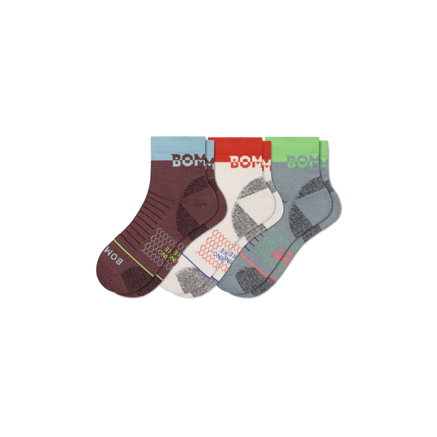 Men's Merino Wool Blend Hiking Quarter Sock 3-Pack - All Day Fit