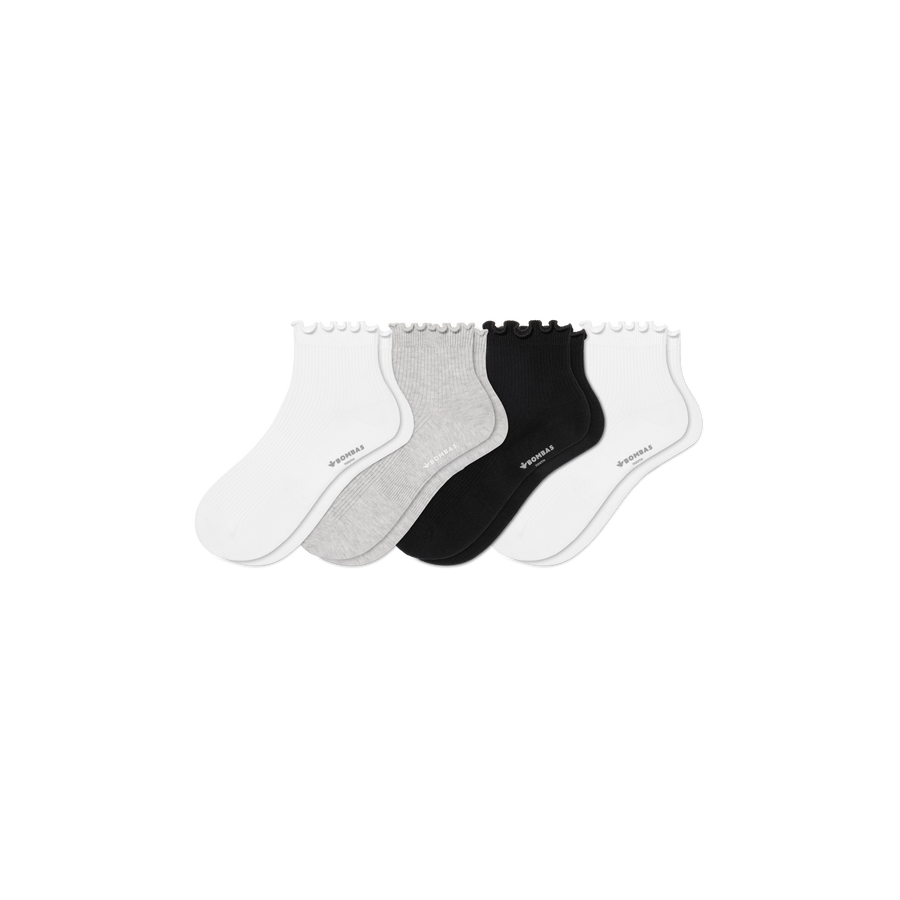 Youth Ruffle Rib Quarter Sock 4-Pack - Classic Ready