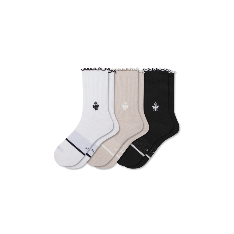 Women’s Ruffle Sport Half Calf Sock 3-Pack - Easy Pair