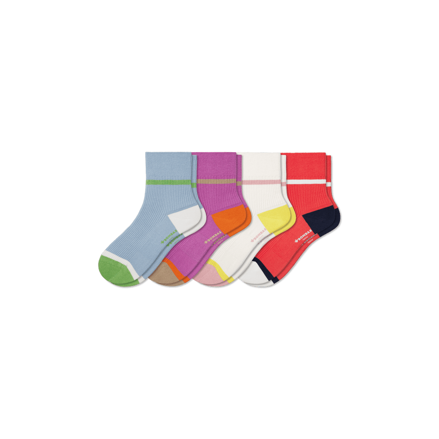 Youth Ribbed Quarter Sock 4-Pack - Soft Step