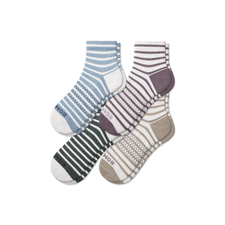 Women's Coastal Stripe Quarter Sock 4-Pack - Premium Pick