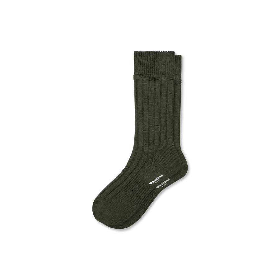 Men's Merino Cashmere Blend Rib Calf Socks - Classic Ready