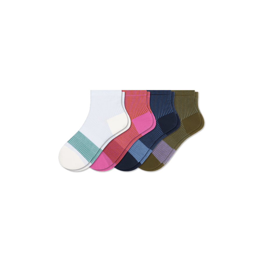 Youth Stripe Quarter Sock 4-Pack - Daily Step