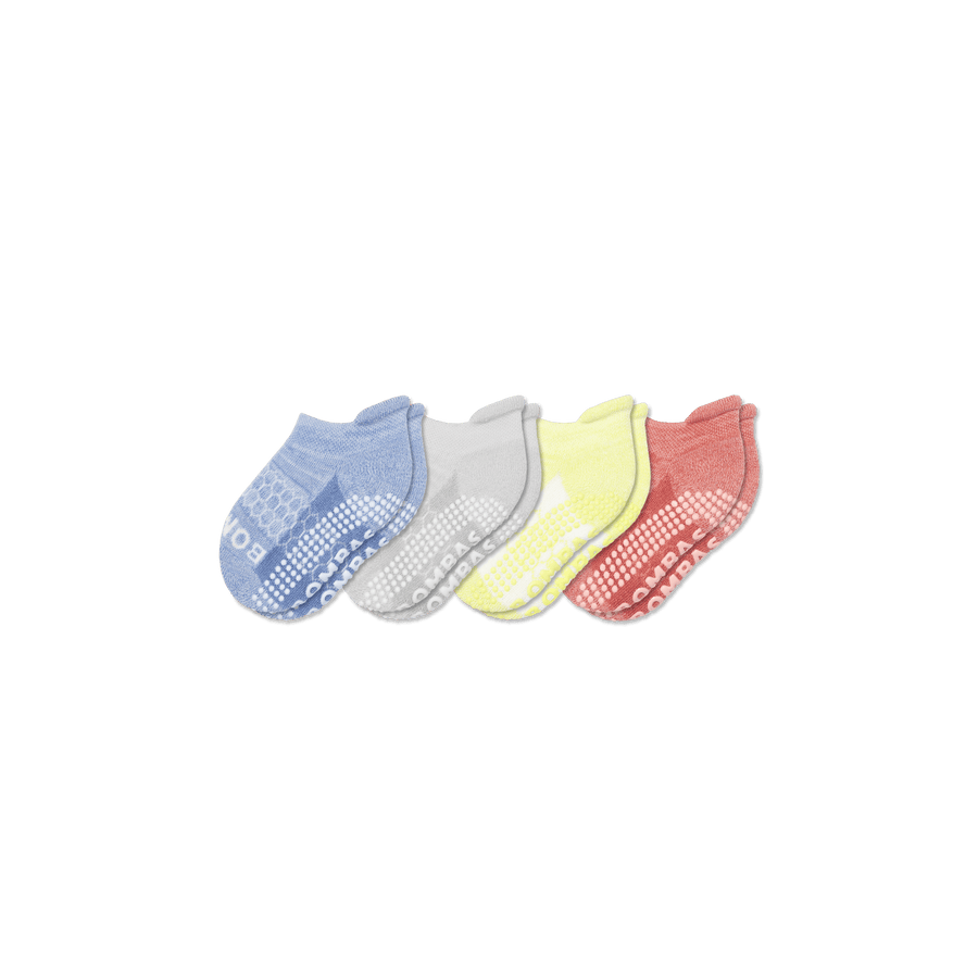 Toddler Two Tone Gripper Ankle Sock 4-Pack - Premium Pick