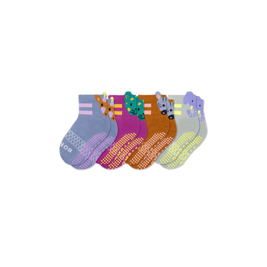 Toddler Safari Stripe Gripper Calf Sock 4-Pack - Simple Style