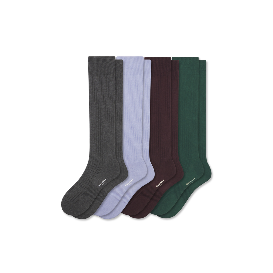 Men's Ribbed Dress Over the Calf Sock 4-Pack - Daily Cushion