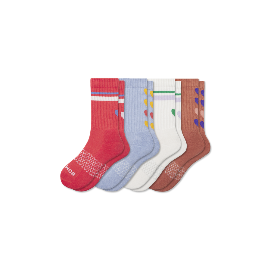 Youth Hearts Calf Sock 4-Pack - Everyday Pair