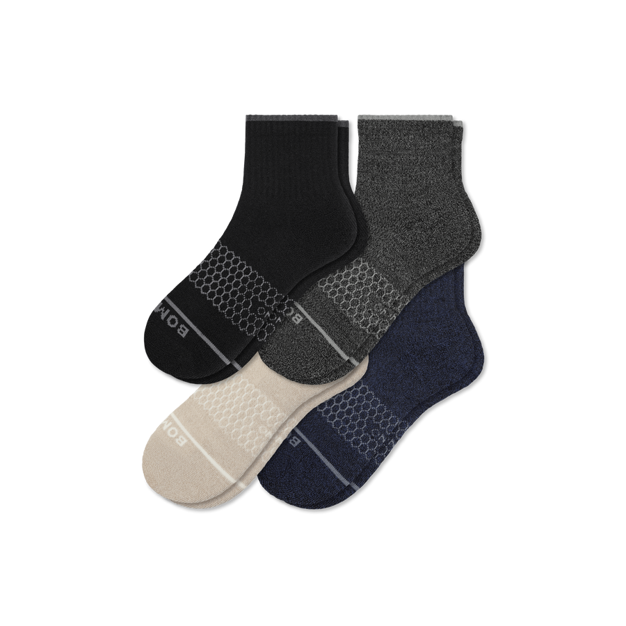 Men's Merino Wool Blend Quarter Sock 4-Pack - Easy Pair