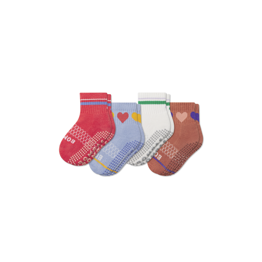 Toddler Hearts Gripper Calf Sock 4-Pack - Clean Finish