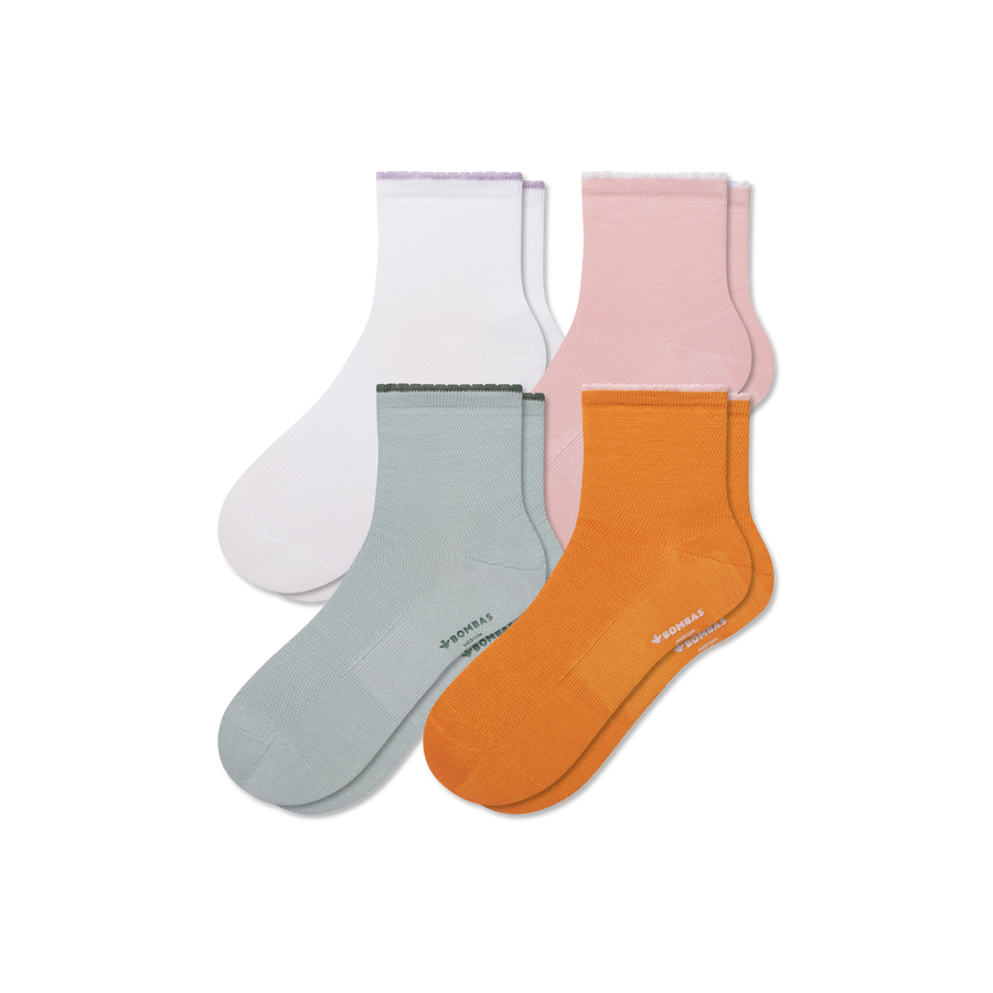Women’s Scallop Cuff Quarter Sock 4-Pack - Easy Choice