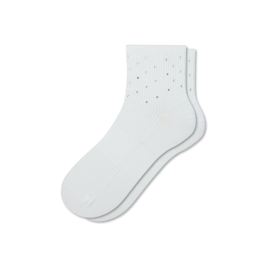 Women’s Rhinestone Rib Quarter Socks - Soft Step