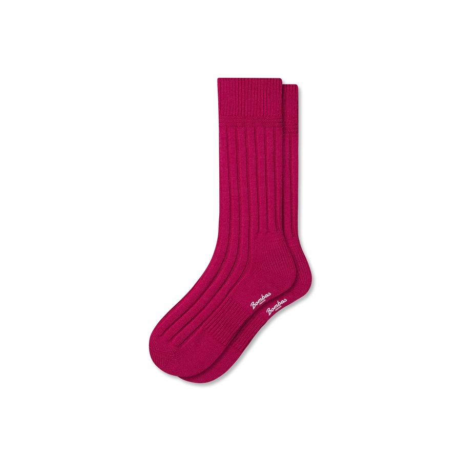 Women's Merino Cashmere Blend Rib Calf Socks - Light Cushion