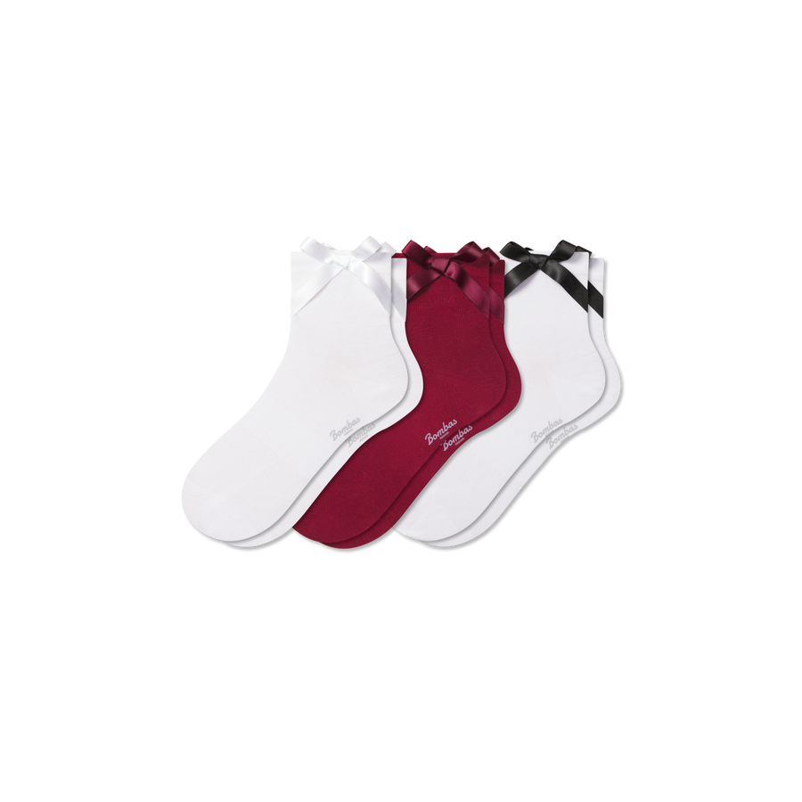 Women's Bow Quarter Sock 3-Pack - Clean Finish