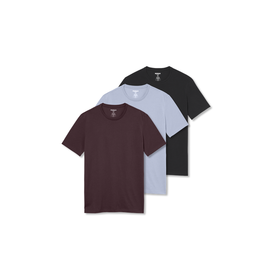 Men's Pima Cotton Slim Crew Neck T-Shirt 3-Pack - Easy Stretch