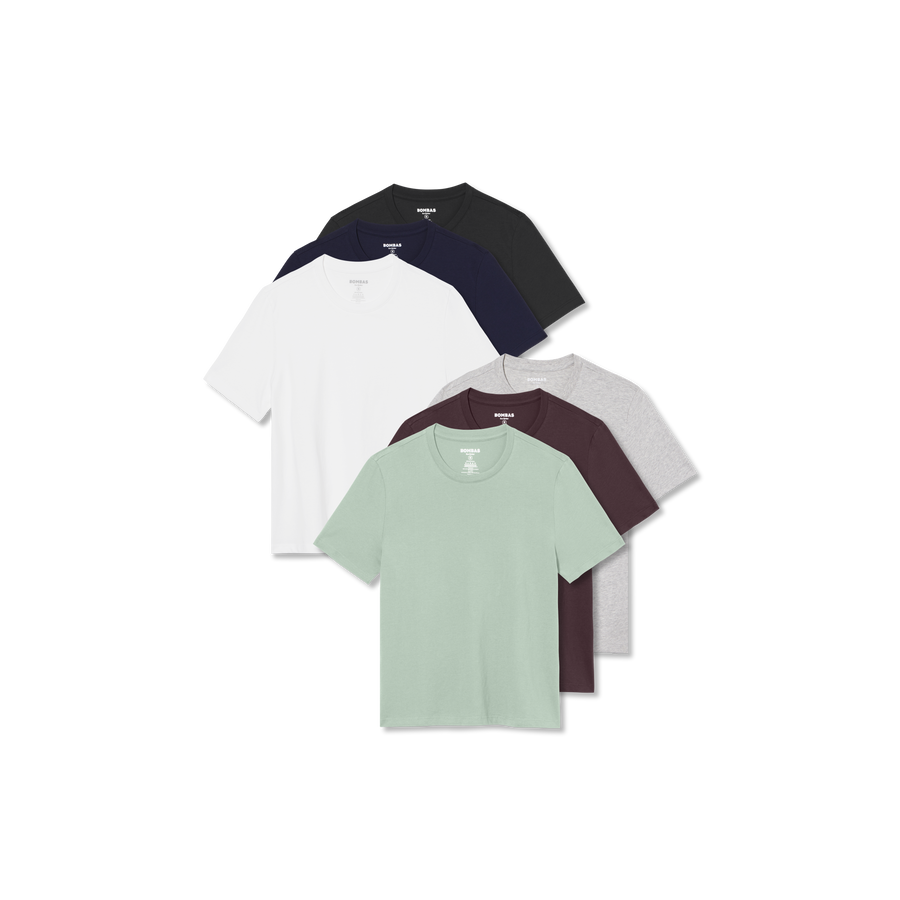 Women's Pima Cotton Crew Neck T-Shirt 6-Pack - Easy Stretch