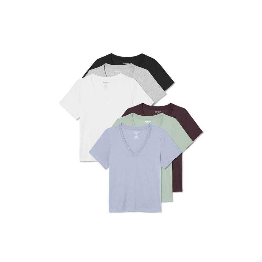 Women's Pima Cotton V-Neck T-Shirt 6-Pack - Soft Fit