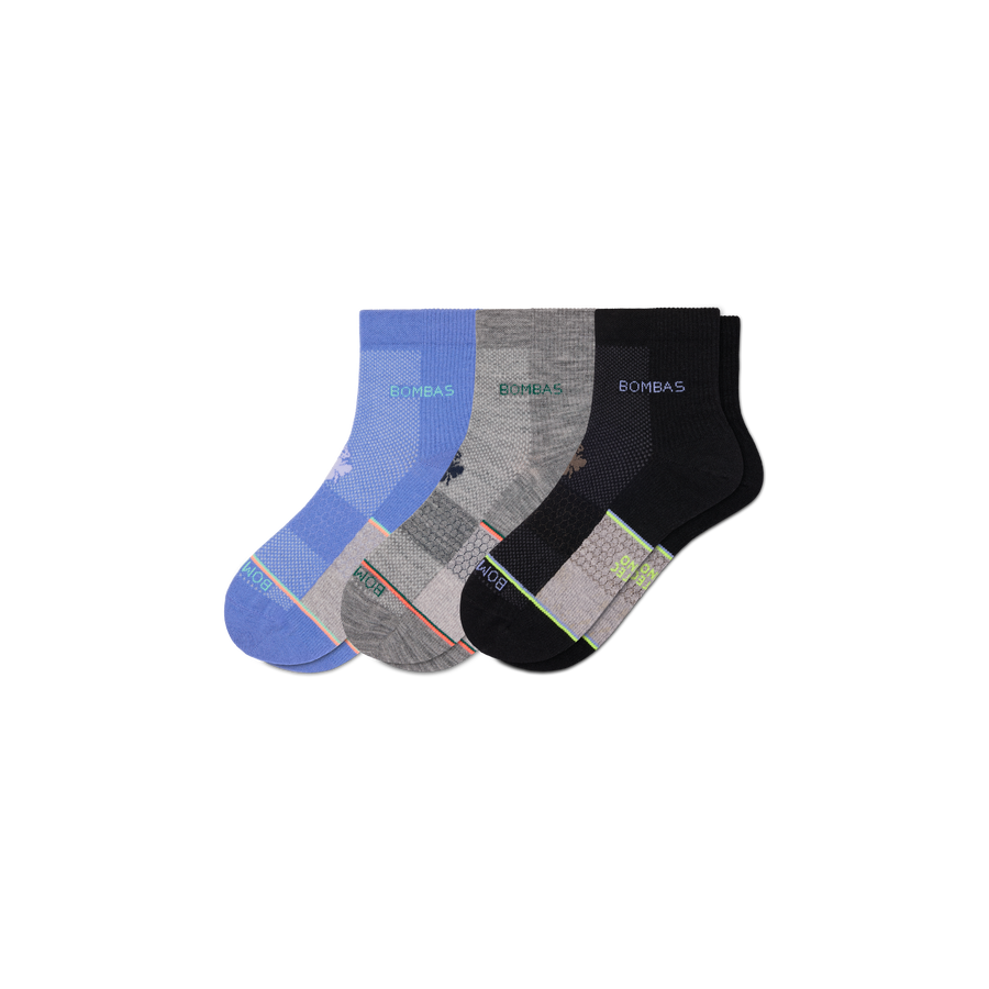 Men's Sport Merino Wool Blend Quarter Sock 3-Pack - Premium Pick