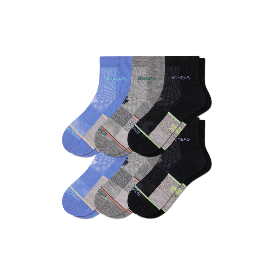 Men's Sport Merino Wool Blend Quarter Sock 6-Pack - Everyday Pair