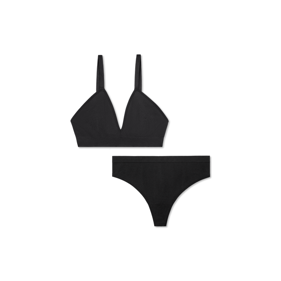 Women's Seamless Triangle Bralette + Thong Pack - Daily Comfort