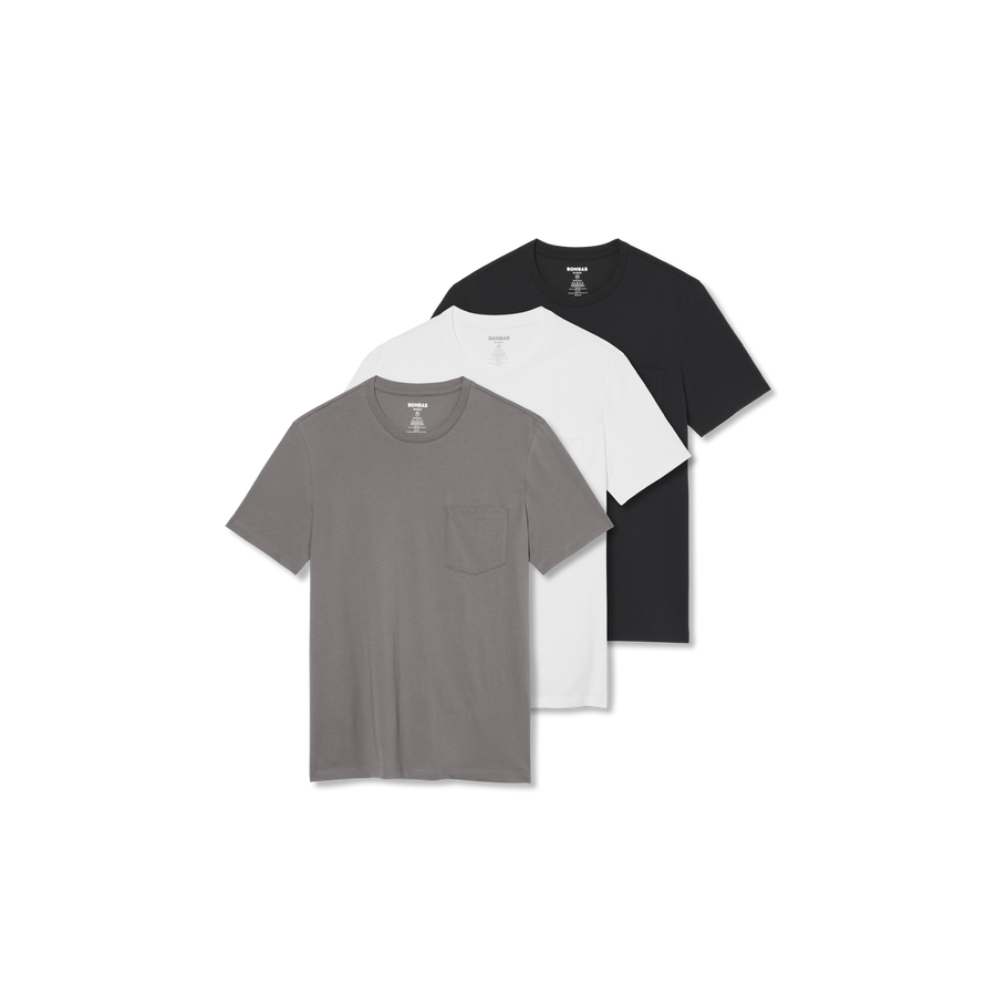 Men's Pima Cotton Pocket Crew Neck T-Shirt 3-Pack - Ready Pair