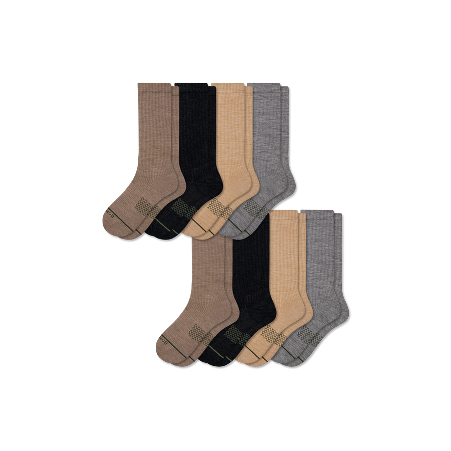 Men's Merino Wool Blend Modern Rib Calf Sock 8-Pack - Essential Ready