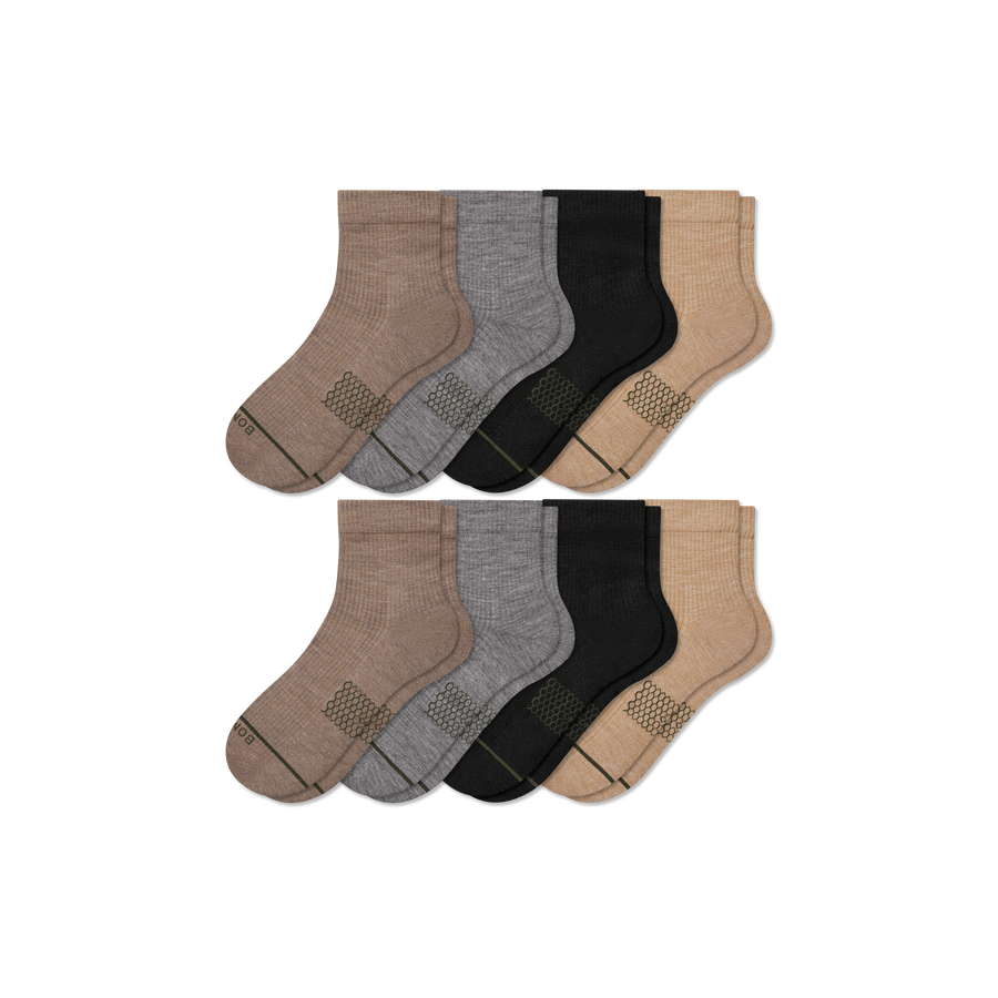 Women's Merino Wool Blend Modern Rib Quarter Sock 8-Pack - All Day Fit