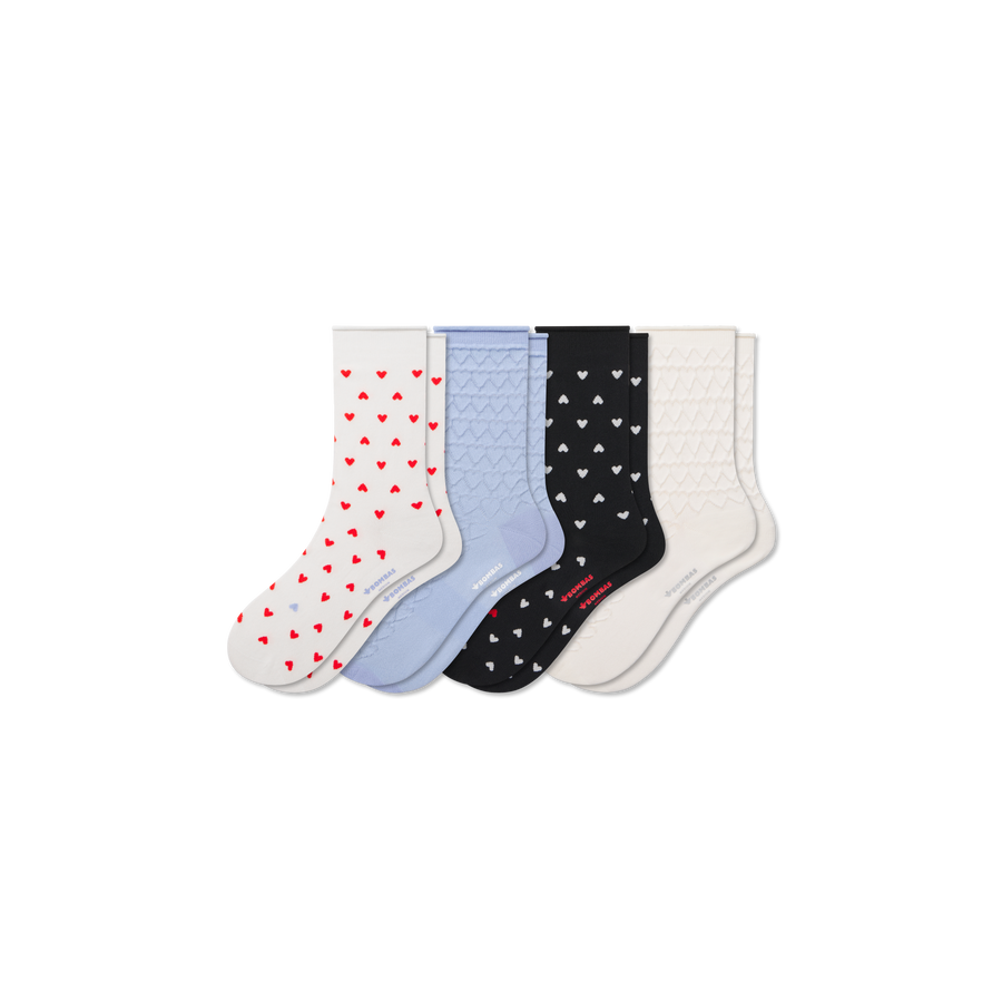 Women’s Hearts Half Calf Sock 4-Pack - Simple Style
