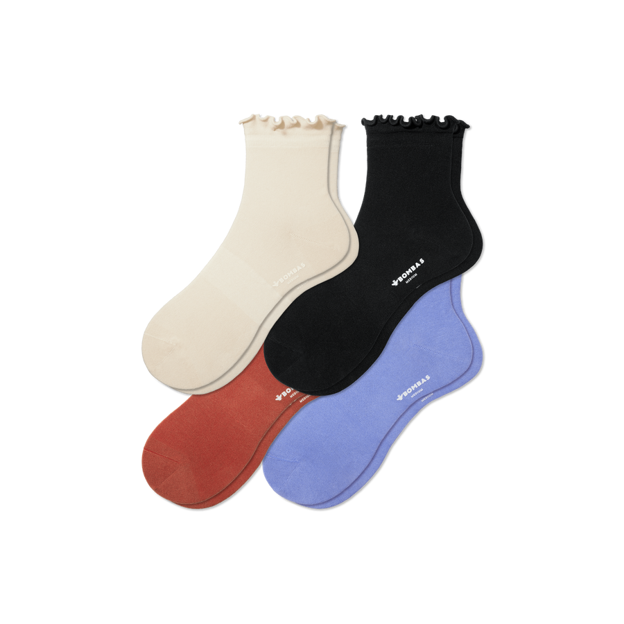 Women's Frill Quarter Sock 4-Pack - Travel Pair
