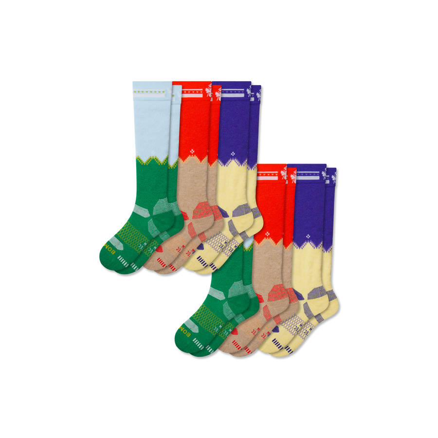 Youth Full-Cushion Merino Wool Blend Ski & Sock 6-Pack - Modern Touch