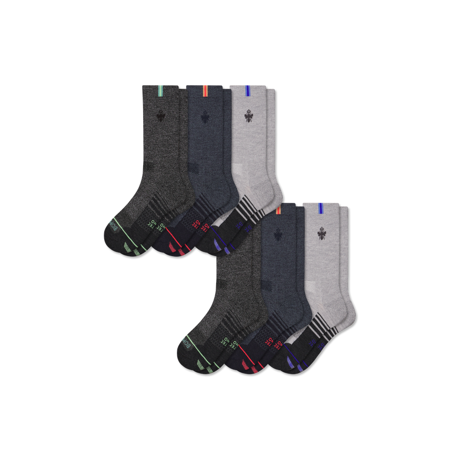 Men's Merino Wool Blend Run Calf Sock 6-Pack - Easy Pair