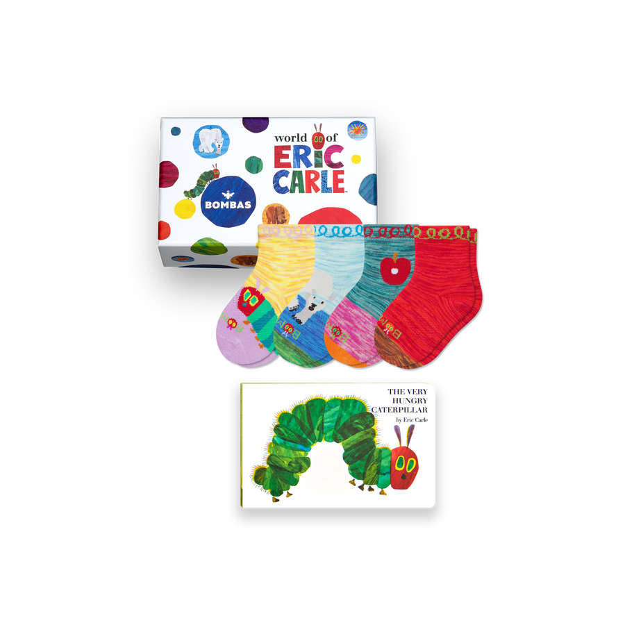 Toddler Eric Carle Calf Sock 4-Pack Gift Box & Book - Travel Pair