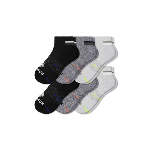 Men's Performance Compression Ankle Socks 6-Pack - black charcoal grey