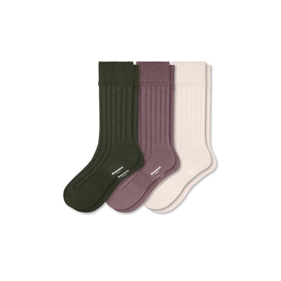 Men's Merino Blend Rib Calf Sock 3-Pack - All Day Fit