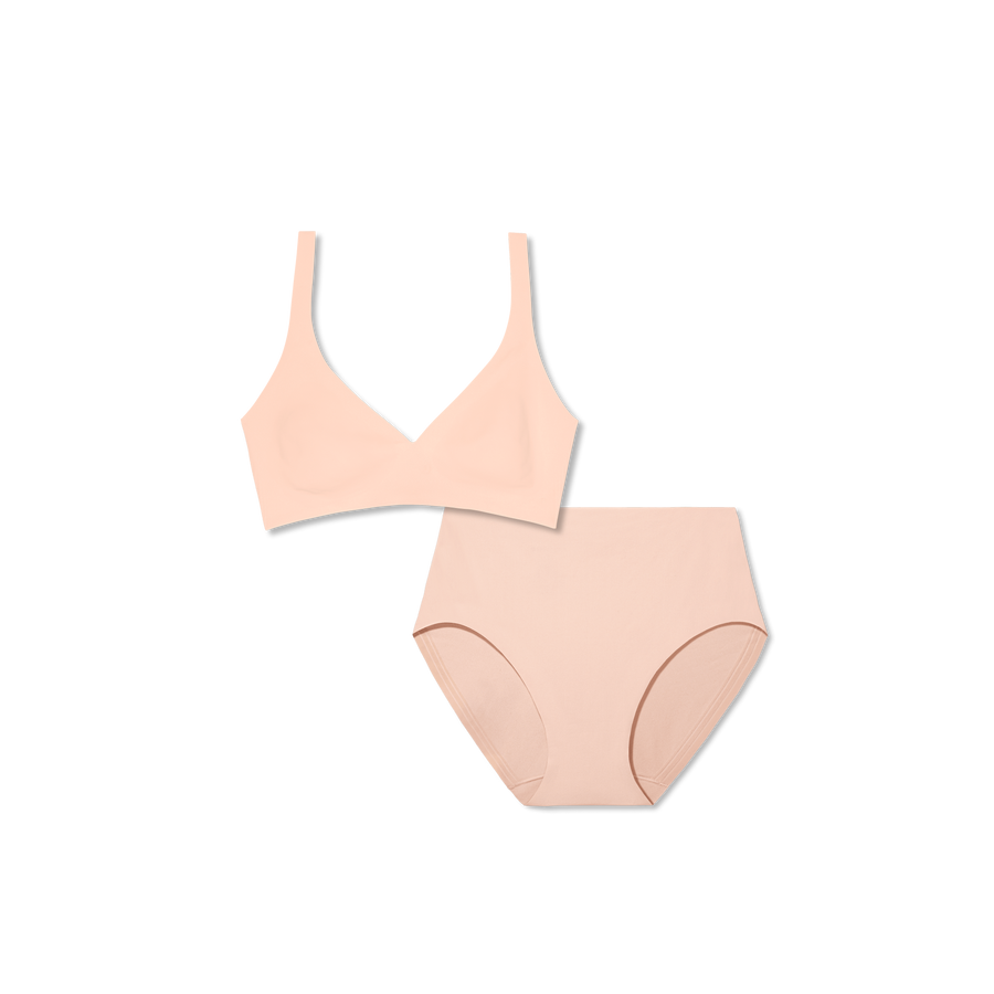 Women’s No Show Plunge Bralette + High Rise Brief Pack - Light Support