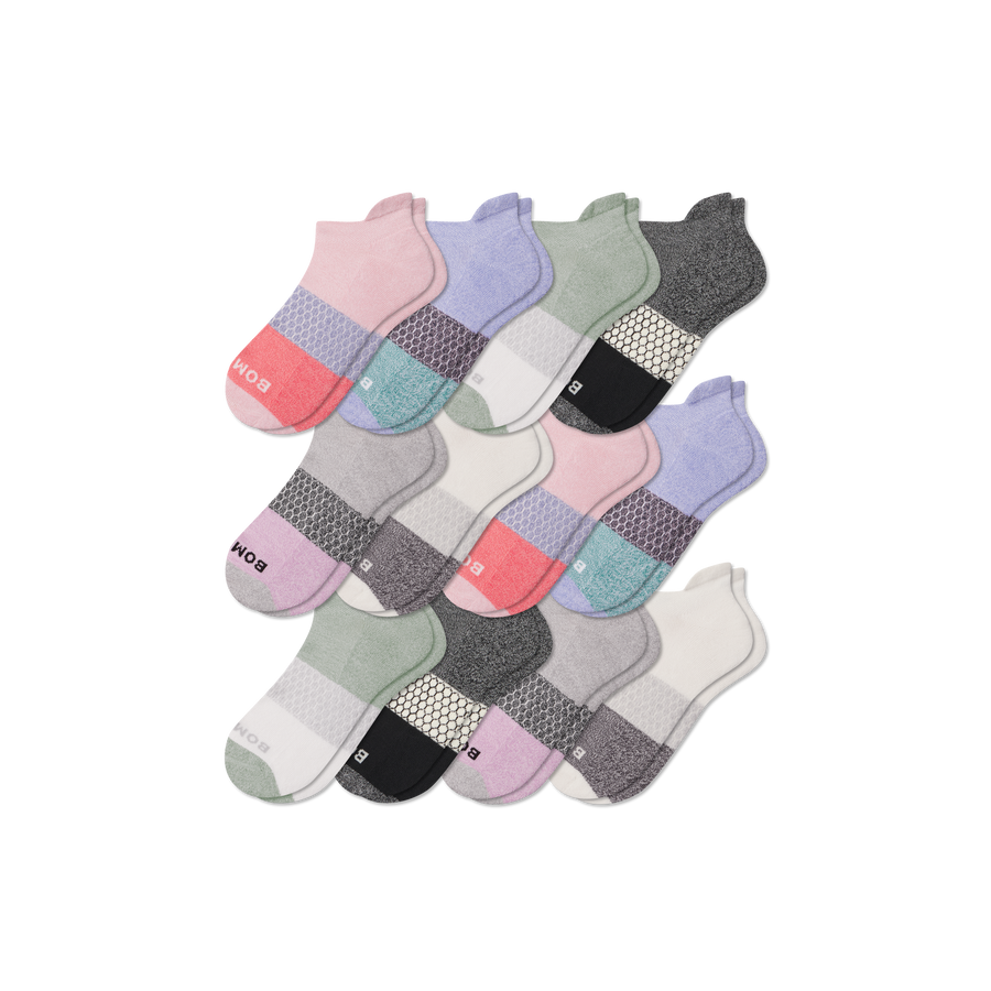 Women's Tri-Block Ankle Sock 12-Pack - All Day Fit