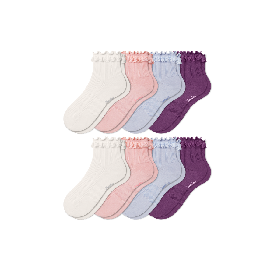 Youth Ruffle Rib Quarter Sock 8-Pack - Ready Pick